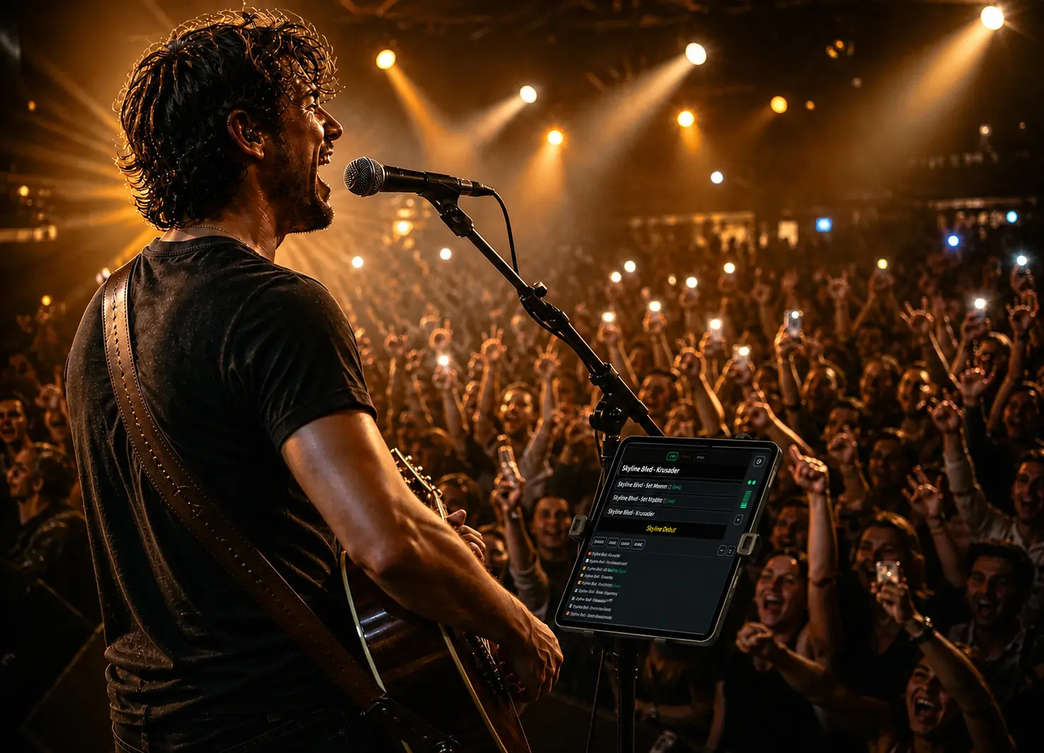 Live band performing while fans request songs and tip using QR codes with Song Request Live