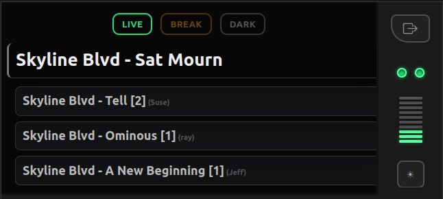 Song Request Live Stage Console showing live request and tip engagement metrics